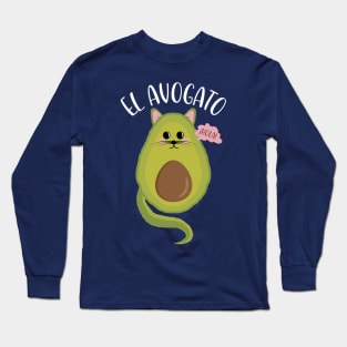 El Avogato cute funny cat gato avocado mash-up t-shirt Long Sleeve T-Shirt